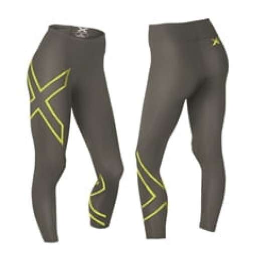 2Xu Mid-Rise Compression Tights-W Slate/Lime