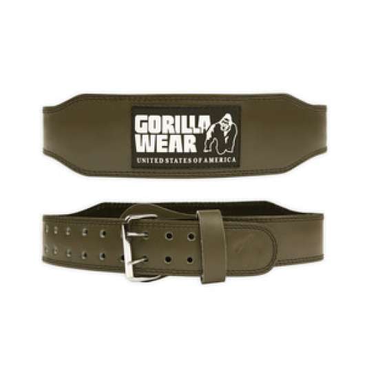 4 Inch Padded Leather Belt, army green, Gorilla Wear
