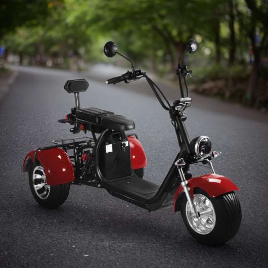 Fatscooter Trehjuling 2000W | Moped klass 1 - Röd