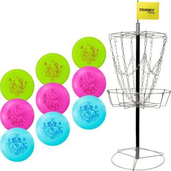 Frisbee Discgolf Startpaket med korg och 9 discar