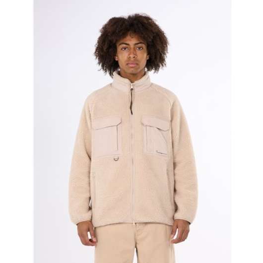 Knowledgecotton apparel loose raglan teddy zip sweat - grs/vegan orange/multi