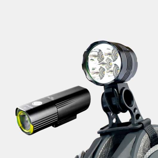 Lampset MTB Hjälmlampa Boruit ULTRA 1200 / Framlampa Gaciron Speed X 1000
