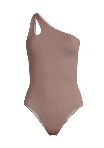 One Shoulder Swimsuit - Dark Taupe